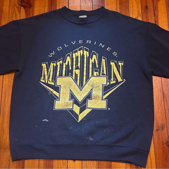 Vintage University of Michigan Wolverines Crewneck Sweatshirt Made in USA - Picture 2 of 8
